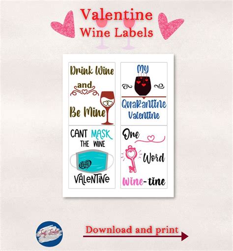 Valentine Wine Labels Romantic Date Wine Lover Etsy In 2021