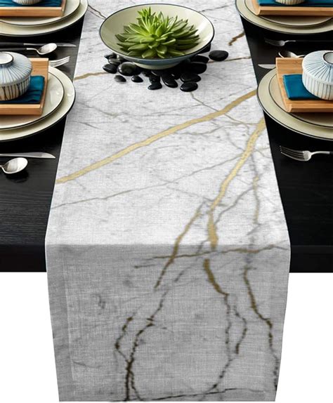 Amazon Linen Burlap Table Runner Marble Texture Kitchen Table