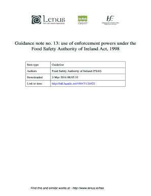 Fillable Online Guidance Note No The Food Safety Authority Of