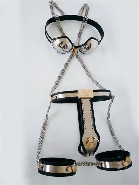 Fetish Stainless Steel Female Chastity Belt4pcsset Bdsm Bondage Restraints Chastity Belt