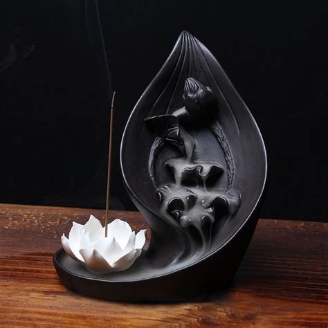 Ceramic Lotus Pond Moonlight Backflow Incense Burner Lotus Line Incense Burner Flow Smoked