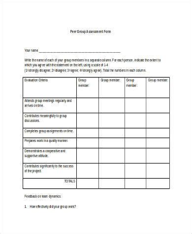 FREE 12 Peer Assessment Form Samples PDF MS Word Google Docs