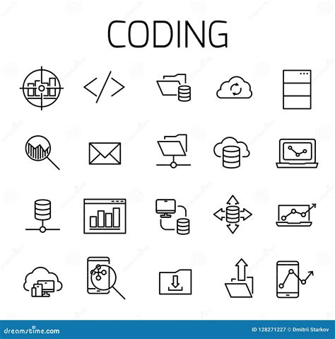 Coding Related Vector Icon Set. Stock Vector - Illustration of ...