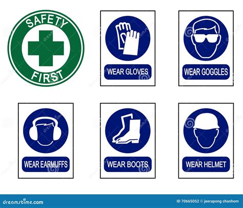 set  safety equipment signs stock illustration illustration