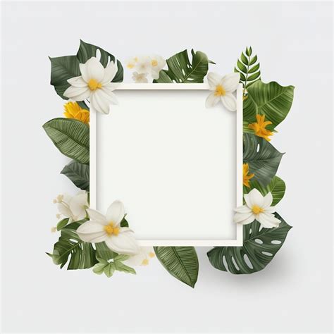 Premium AI Image Frame With Flowers Creative Layout Made Of Tropical