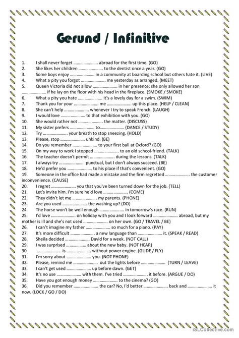 Gerund Or Infinitive Worksheet