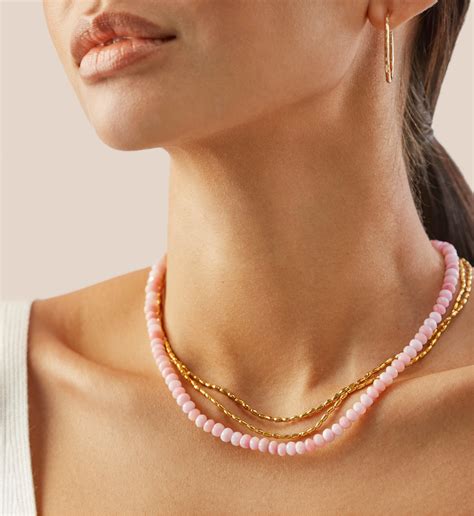 Love Beaded Gemstone Necklace Adjustable 41 46cm16 18 In 18k Gold