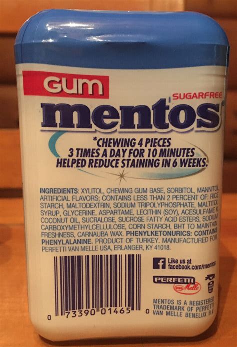 Lot Of 5 Mentos Always White Peppermint Sugar Free Gum 100 Pieces Each