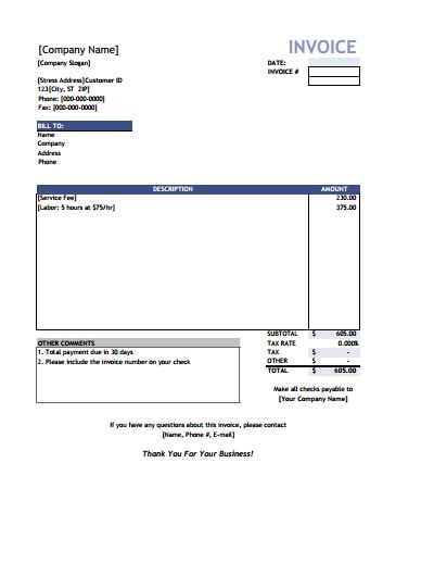 Vat Invoice Template Free Download And Edit