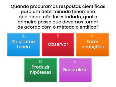 Qual A Finalidade Do Método Científico - Etapas do método científico. - Quiz