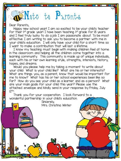 Importance Of Reading Letter To Parents Printable