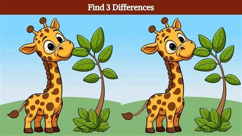 Find 3 Differences Between The Giraffe Pictures In 15 Seconds