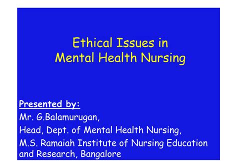 PDF Ethical Issues In Mental Health Nursing