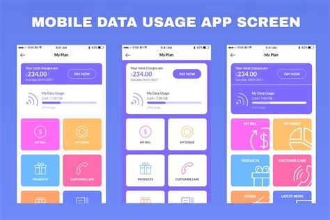 Mobile Data Usage App Screen UI - Free Download