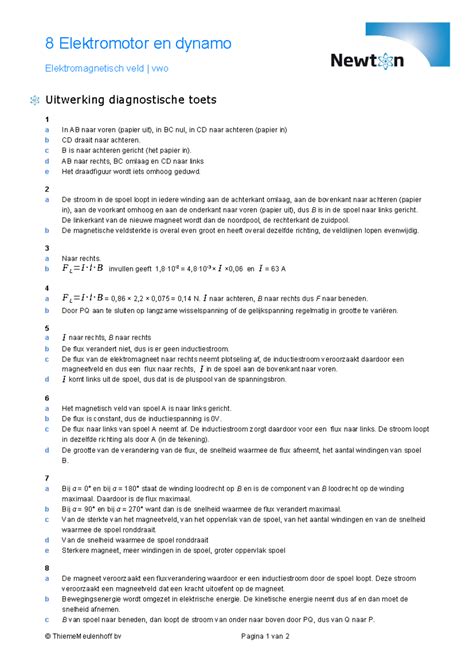 Newton 4 5V 08 Uitwerking Diagnostische Toets Uitwerking