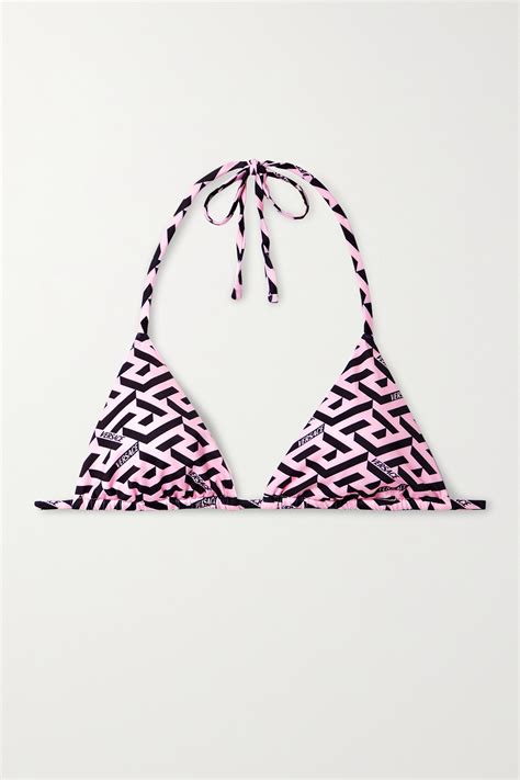 Versace Printed Triangle Bikini Top In Pink ModeSens