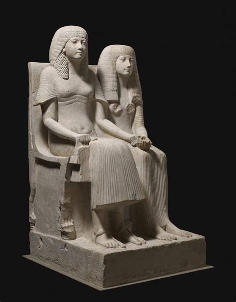 Limestone Statue Of Horemheb Wife Sat Upon Thrones With Lion Paw