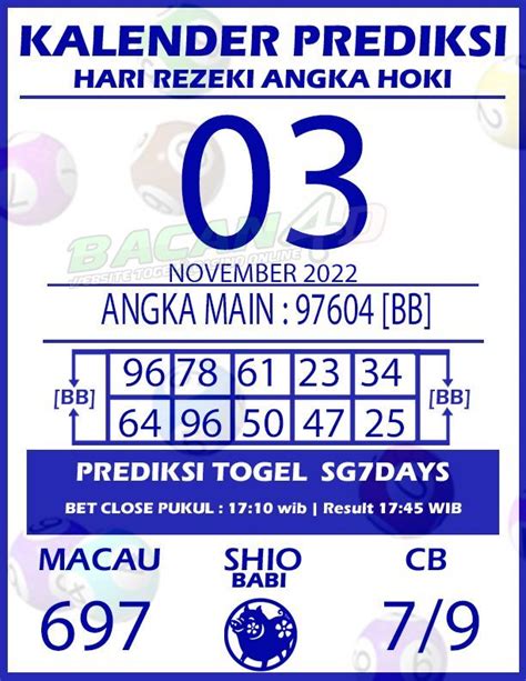 Kalender Prediksi Togel Sg Days November Bacan D Bac Things