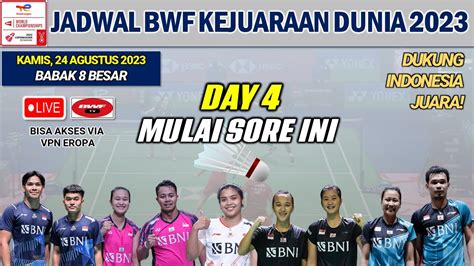 Jadwal Live Badminton Kejuaraan Dunia 2023 Babak 8 Besar Hari Ini