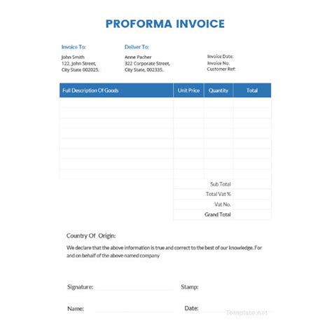 Downloadable Simple Proforma Invoice Template Ressvo