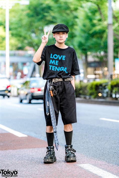 All Black Japanese Streetwear w/ Tenga T-Shirt, Dickies Shorts, New ...