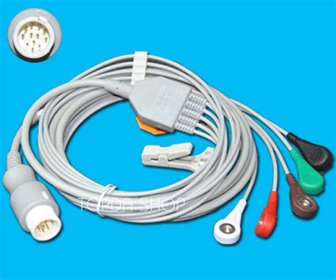 Pc Philips One Piece Pin Lead Ecg Ekg Cable Button Snap For Pm