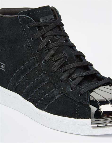 Adidas Originals Originals Black Suede Superstar Up Metal Toe Cap Trainers In Metallic Lyst