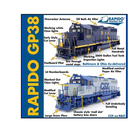 Gp38 Diesel Locomotives Ho Scale Rapido Trains Inc