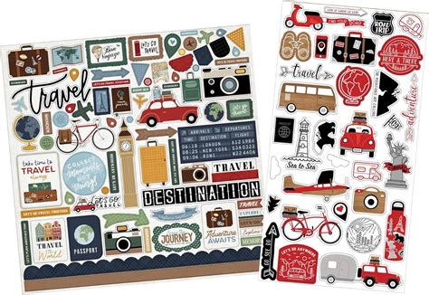 Amazon.com: Traveling Stickers - Decorative Travel Scrapbook Stickers with Luggage, Vehicles ...