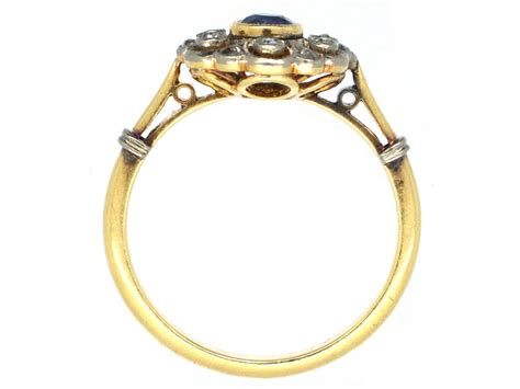 Edwardian 18ct Gold Sapphire And Diamond Cluster Ring 515g The