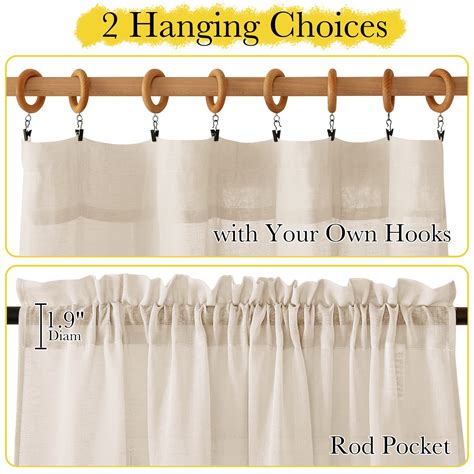 Rod Pocket Linen Semi Sheer Privacy Curtains For Living Room And Bedroom 2 Panels Kgorge Store