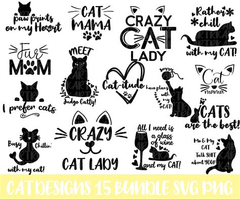 Cat Quotes Svg Bundle Cat Mom Svg Cat Lover Svg Cat Funny Etsy