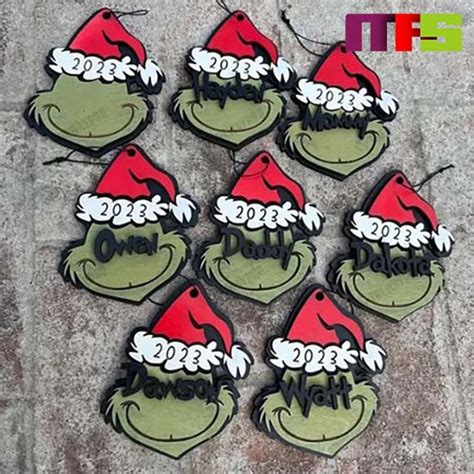 Grinch Face Christmas Tree Decorations 2023 Unique Ceramic Custom Name Xmas Ornament Masteez