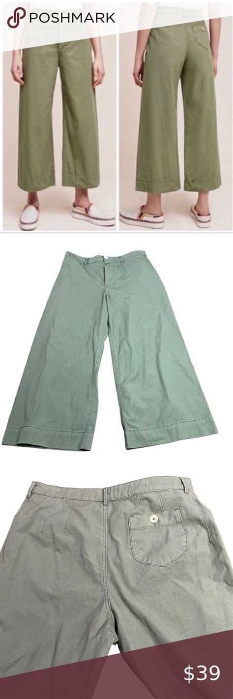 Anthropologie Pilcro And The Letterpress Logan Green Wide Leg Pants