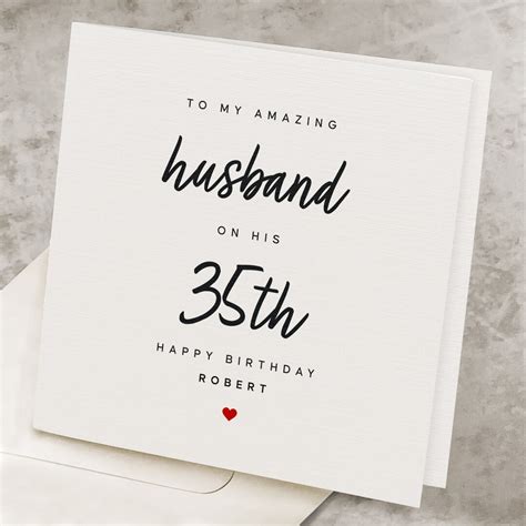 35th Husband Happy Birthday Card 35 Years Old Cute Birthday Card For Husband Personalized 35th