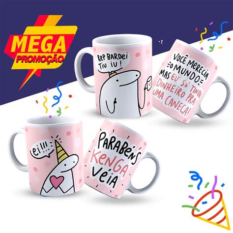 Caneca Flork de Porcelana Bento Aniversário Kenga Veia Parabéns Vários