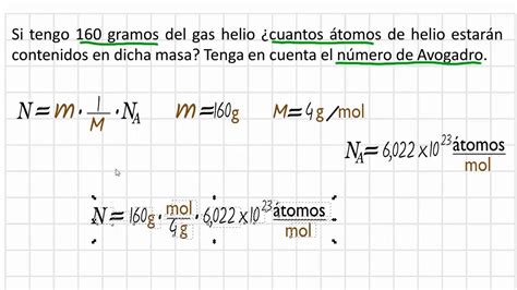 Como Calcular La Cantidad De Partículas Con La Masa En Gramos Ej 160 G De He Youtube