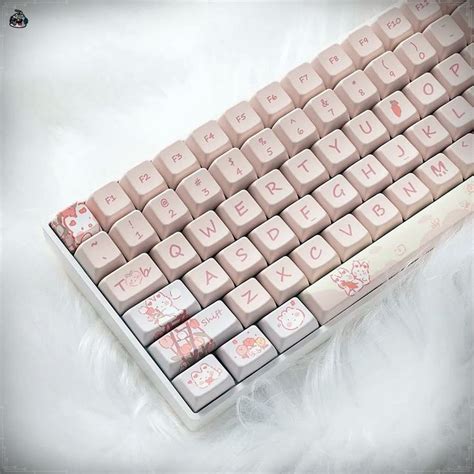 Cute Pink PBT ISO Kawaii Bunny Keycaps Set For Mechanical Keyboard MDA