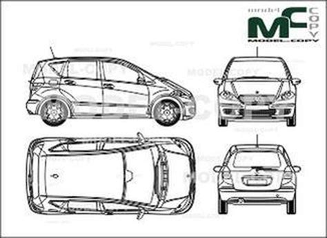 Mercedes Benz A Class 5 Door 2004 2d Drawing Blueprints 27190 Model Copy World