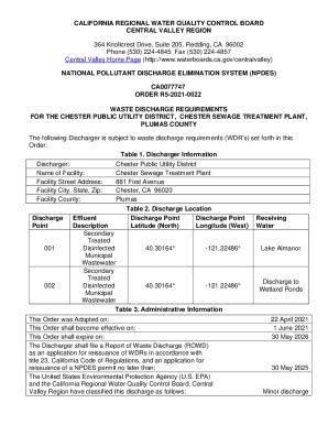 Fillable Online Waste Discharge Requirements For Waterboards Ca