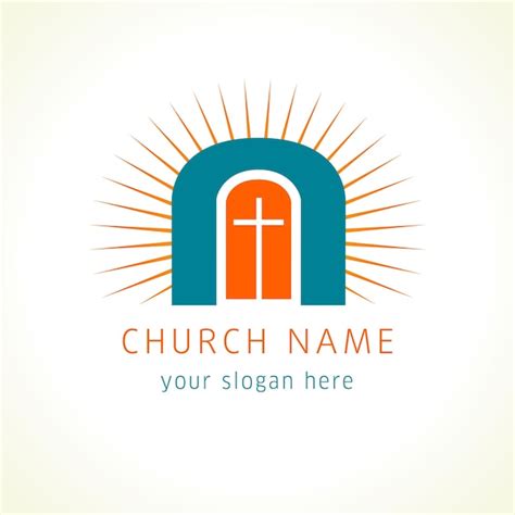 Premium Vector Old Arc Window Cross And Sun Vector Logo Christian