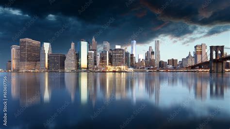 New York skyline with brooklyn bridge Stock Photo | Adobe Stock