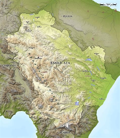 Blue Green Atlas Free Relief Map Of Italy Basilicata