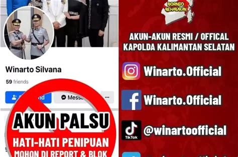 Waspada Penipuan Nama Kapolda Kalsel Dicatut Akun Palsu Di Medsos