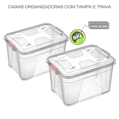 Kit Caixas Organizadoras Transparente Litros Uninjet Caixa