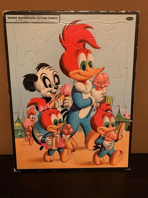 Vintage 1954 Woody Woodpecker Frame Inlay Puzzle Whitman Made In Usa