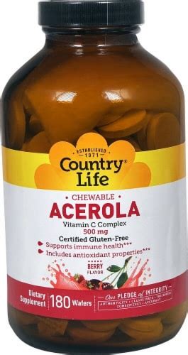 Country Life Chewable Acerola Vitamin C Complex Berry Flavor Wafers