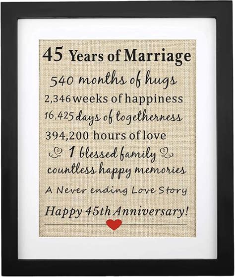 Corfara Framed 45 Years Of Marriage Burlap Print 11 W X 13