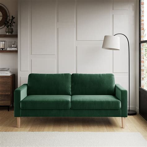 Dunelm Jacob Velvet 3 Seater Sofa Bottle Green Shopstyle