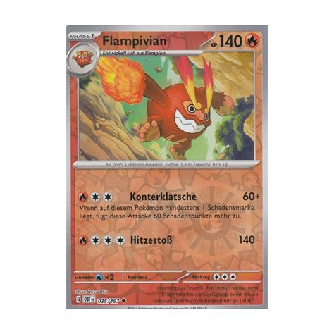 Flampivian 035 197 REVERSE HOLO Obsidianflammen Pokemon Karte Kaufen